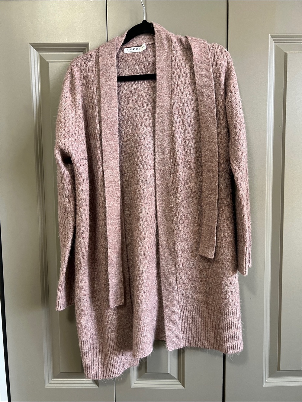 Reitmans Dusty Rose Open-Front Knit Cardigan with Belt